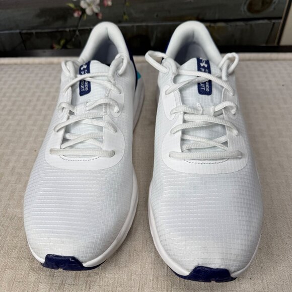 Mens Size 11 Under Armour Charged Pursuit 3 White & Blue Running Shoes - Picture 2 of 8